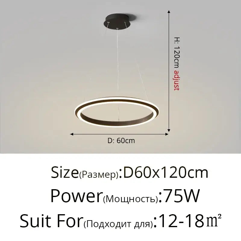 Modern minimalist white circular led pendant lamp for bedroom