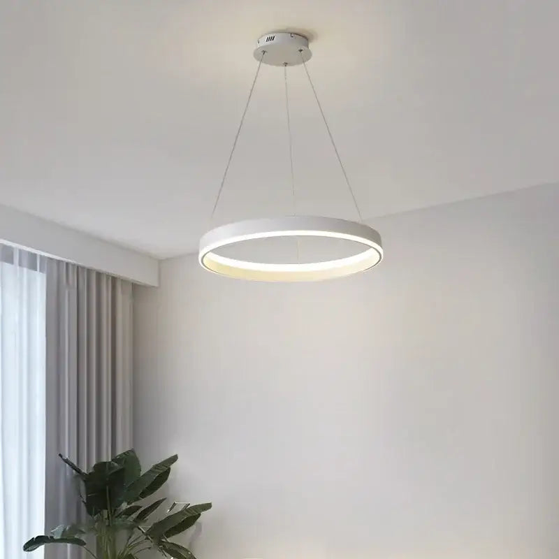 Modern minimalist white circular led pendant lamp for bedroom