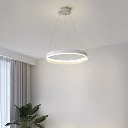 Modern minimalist white circular led pendant lamp for bedroom