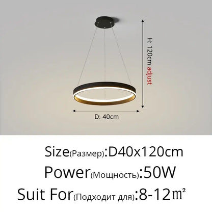 Modern minimalist white circular led pendant lamp for bedroom