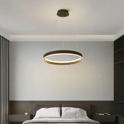 Modern minimalist white circular led pendant lamp for bedroom