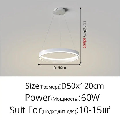 Modern minimalist white circular led pendant lamp for bedroom