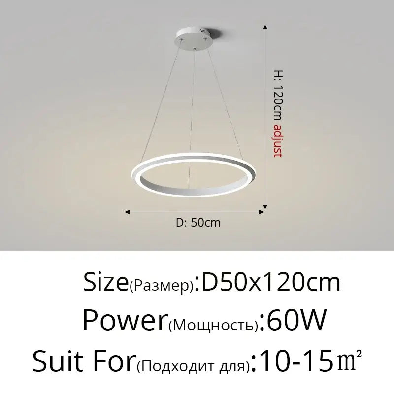 Modern minimalist white circular led pendant lamp for bedroom