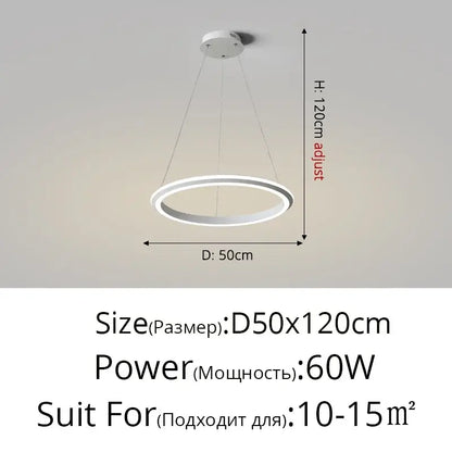 Modern minimalist white circular led pendant lamp for bedroom