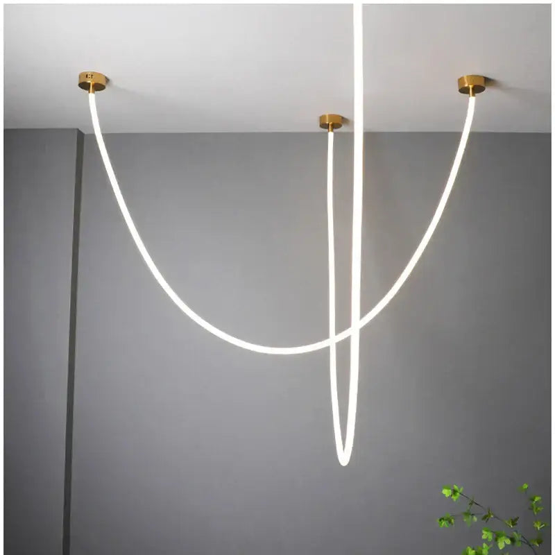 Modern minimalist white and brass led pendant lamp for dining room