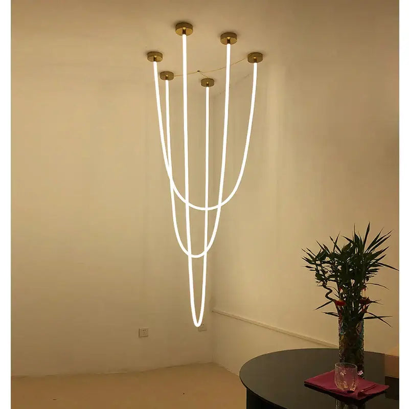 Modern minimalist white and brass led pendant lamp for dining room