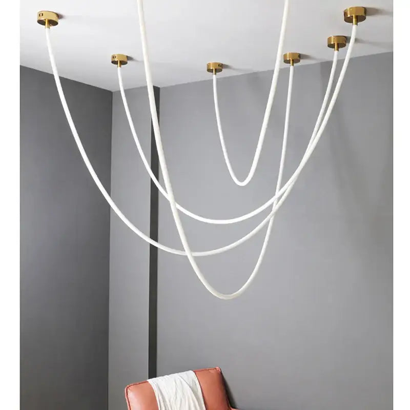 Modern minimalist white and brass led pendant lamp for dining room