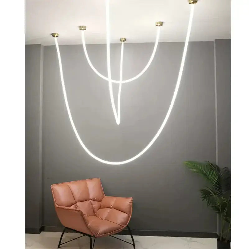 Modern minimalist white and brass led pendant lamp for dining room