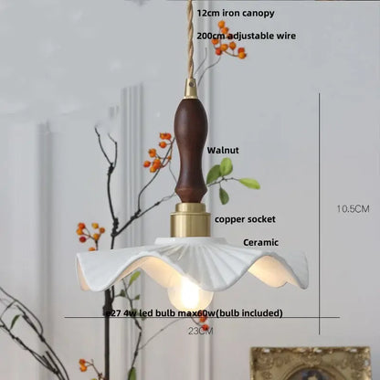Modern scalloped pink ceramic led pendant lamp for living room