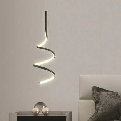 Modern black spiral led pendant lamp for living room