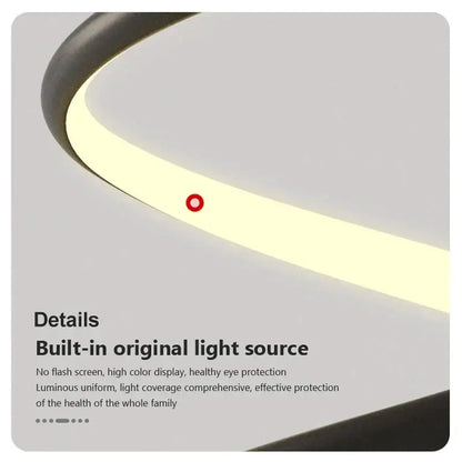 Modern black spiral led pendant lamp for living room