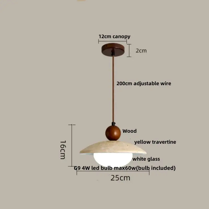 Minimalist beige and wood led pendant lamp kitchen hanging light