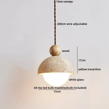 Minimalist beige and wood led pendant lamp kitchen hanging light