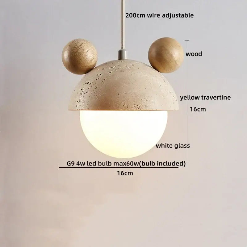 Minimalist beige and wood led pendant lamp kitchen hanging light