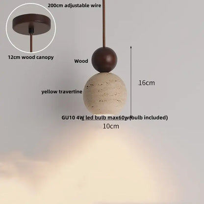 Minimalist beige and wood led pendant lamp kitchen hanging light