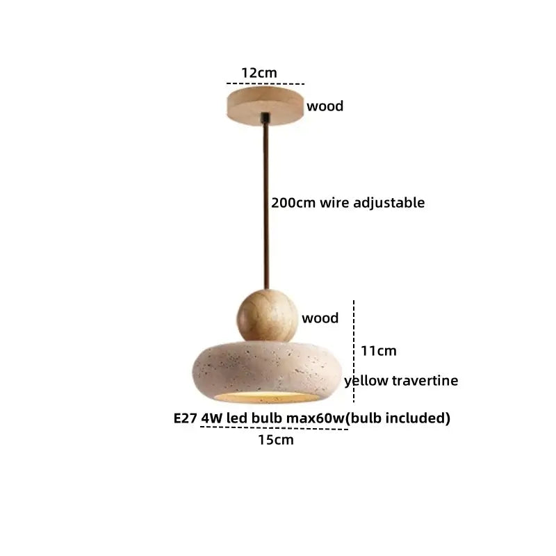 Minimalist beige and wood led pendant lamp kitchen hanging light