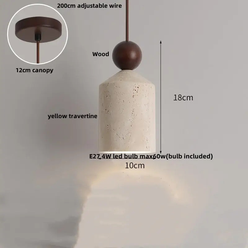 Minimalist beige and wood led pendant lamp kitchen hanging light