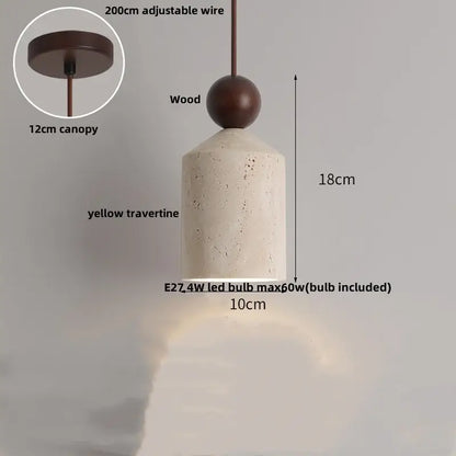 Minimalist beige and wood led pendant lamp kitchen hanging light