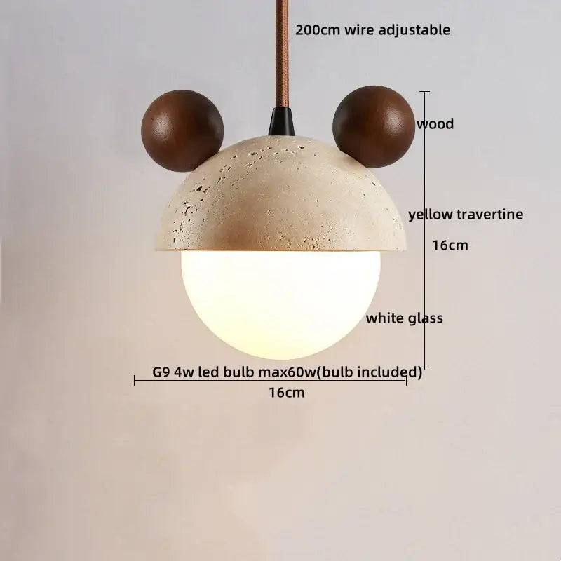 Minimalist beige and wood led pendant lamp kitchen hanging light