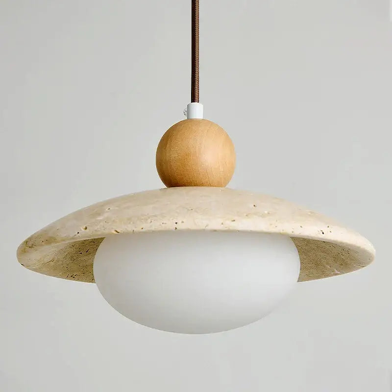 Minimalist beige and wood led pendant lamp kitchen hanging light