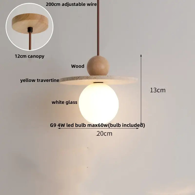 Minimalist beige and wood led pendant lamp kitchen hanging light