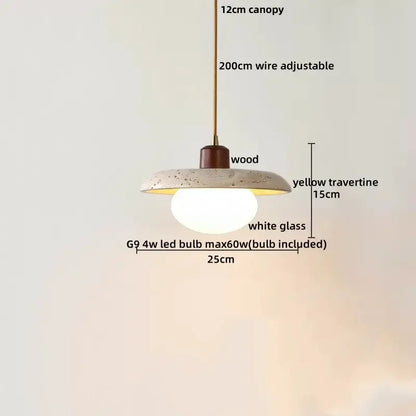 Minimalist beige and wood led pendant lamp kitchen hanging light
