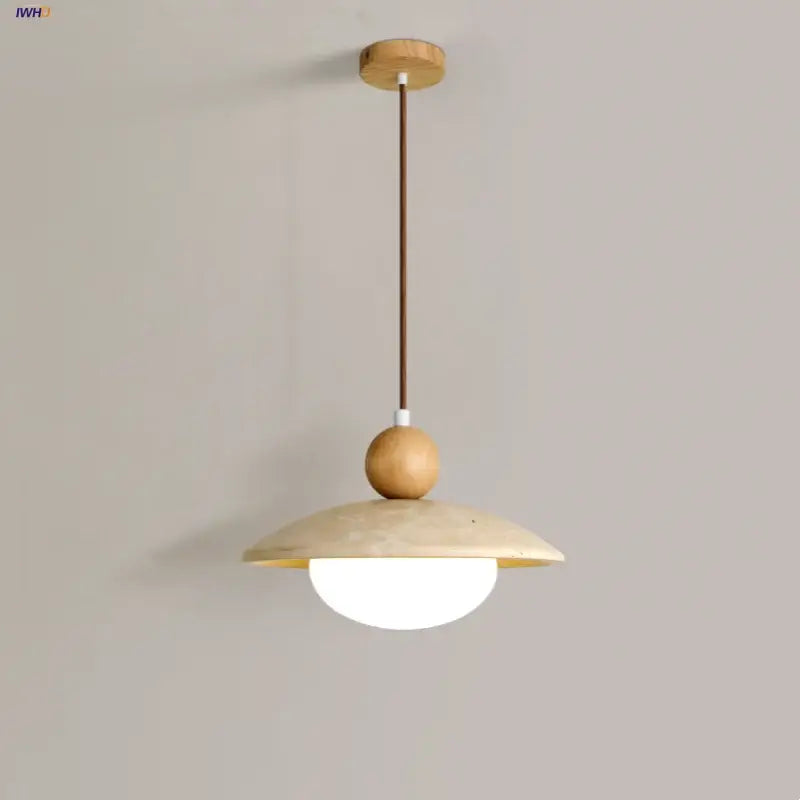 Minimalist beige and wood led pendant lamp kitchen hanging light