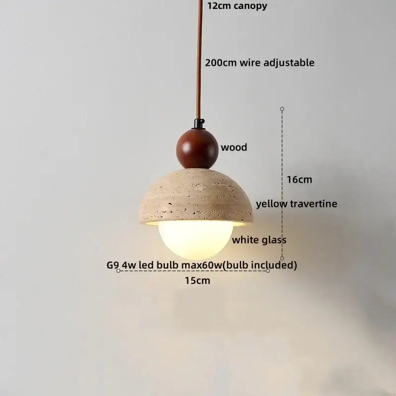 Minimalist beige and wood led pendant lamp kitchen hanging light