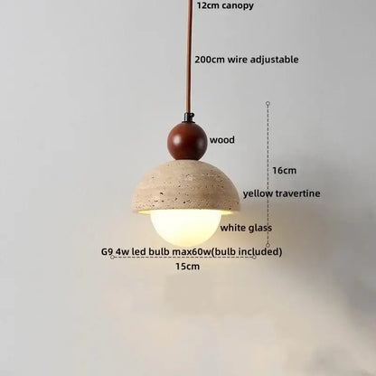 Minimalist beige and wood led pendant lamp kitchen hanging light