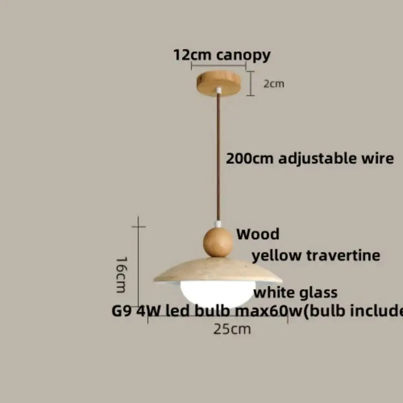 Minimalist beige and wood led pendant lamp kitchen hanging light