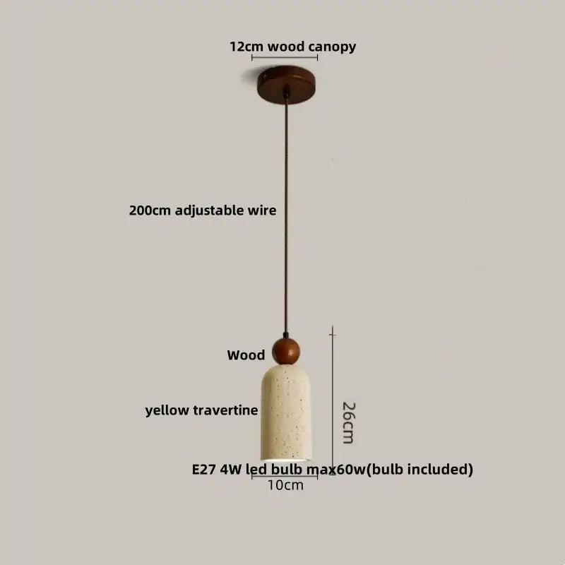 Minimalist beige and wood led pendant lamp kitchen hanging light