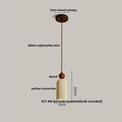 Minimalist beige and wood led pendant lamp kitchen hanging light
