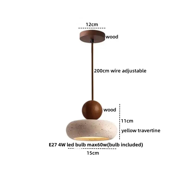 Minimalist beige and wood led pendant lamp kitchen hanging light