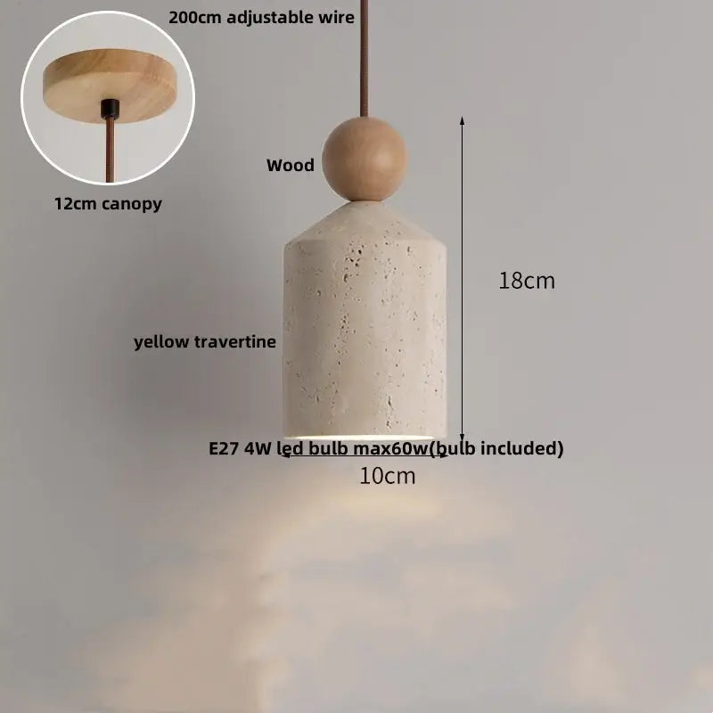 Minimalist beige and wood led pendant lamp kitchen hanging light