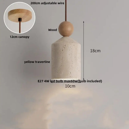Minimalist beige and wood led pendant lamp kitchen hanging light