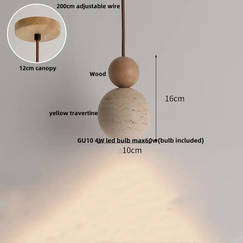 Minimalist beige and wood led pendant lamp kitchen hanging light