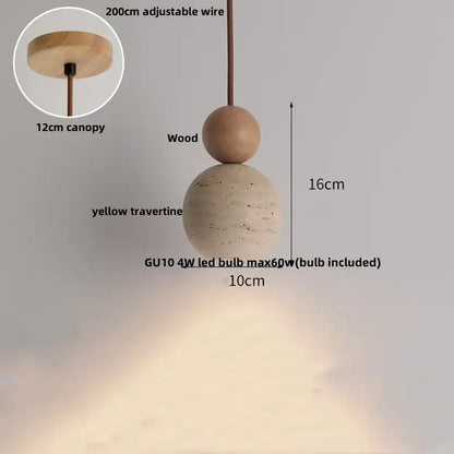 Minimalist beige and wood led pendant lamp kitchen hanging light