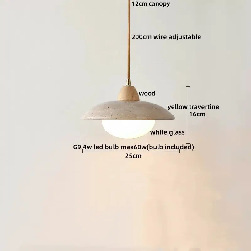 Minimalist beige and wood led pendant lamp kitchen hanging light