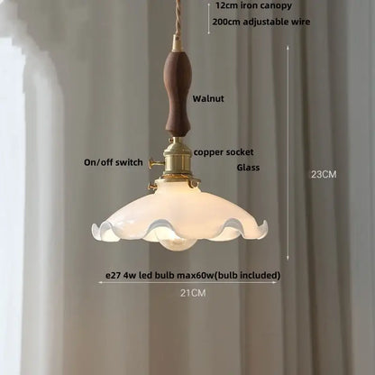 Antique brass petal glass led pendant lamp dining room