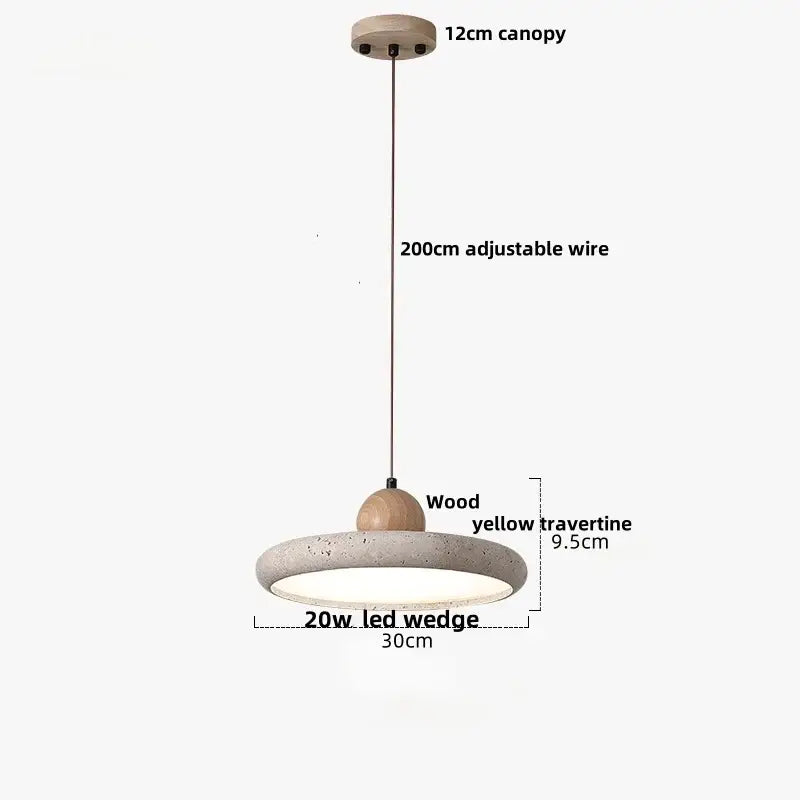 Minimalist yellow stone and wood led pendant lamp dining room