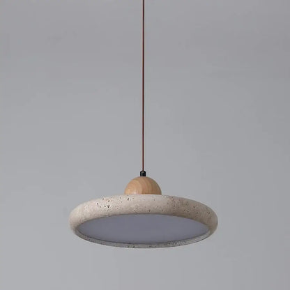 Minimalist yellow stone and wood led pendant lamp dining room