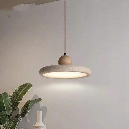 Minimalist yellow stone and wood led pendant lamp dining room