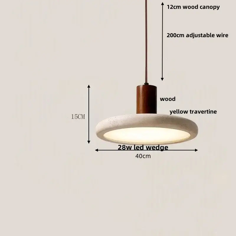 Minimalist yellow stone and wood led pendant lamp dining room