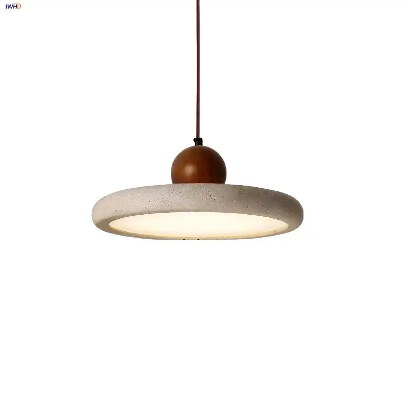 Minimalist yellow stone and wood led pendant lamp dining room