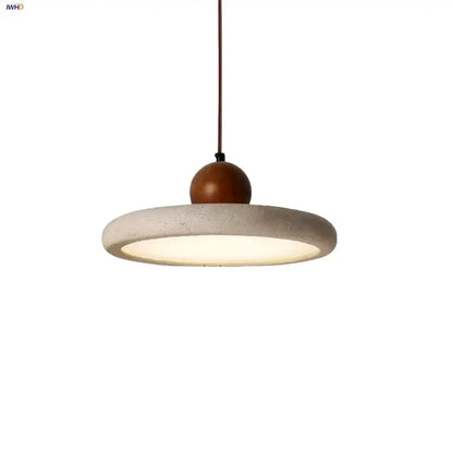 Minimalist yellow stone and wood led pendant lamp dining room