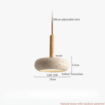 Wabi sabi yellow travertine led pendant lamp kitchen circular light