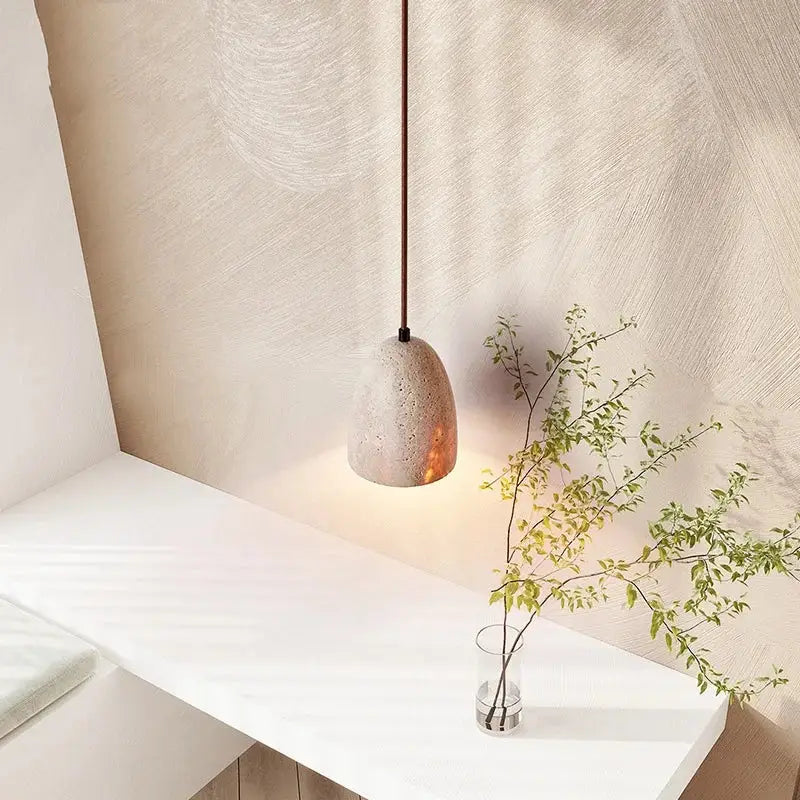 Japanese yellow travertine led pendant lamp kitchen hanging light