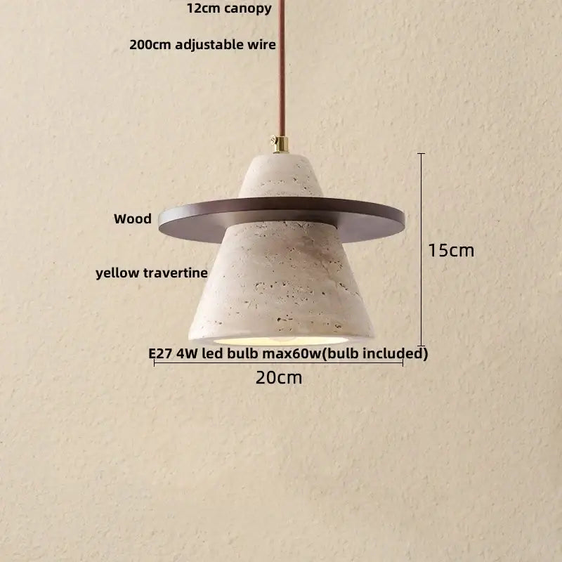 Japanese yellow travertine led pendant lamp kitchen hanging light
