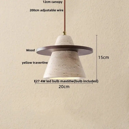 Japanese yellow travertine led pendant lamp kitchen hanging light