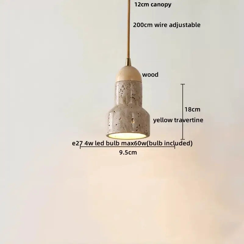 Japanese yellow travertine led pendant lamp kitchen hanging light